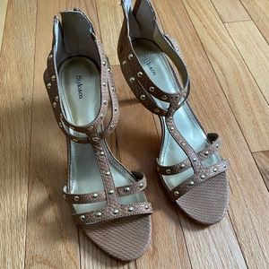 Sandals snake skin look tan with a shimmer